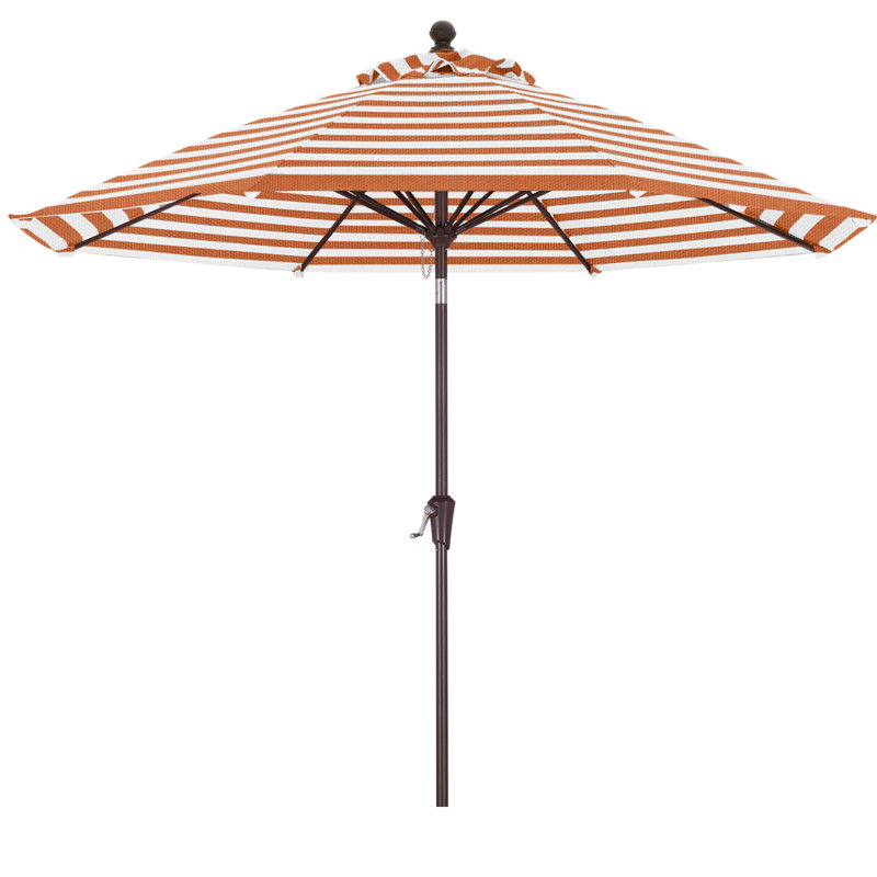 Parasol de marché en oléfine 9 'avec inclinaison et manivelle, Rayures terre cuite