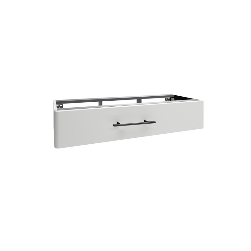 Ashauna 81cm Single Bathroom Vanity Base Only, Pearl Grey Supermatt/Black
