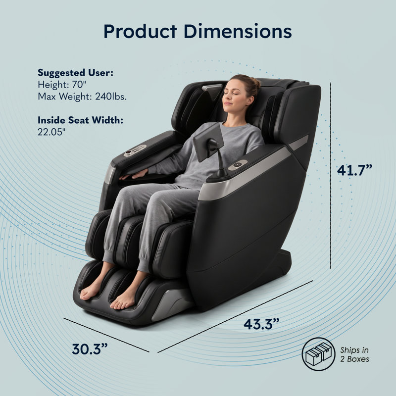 Dawkins Upholstered Power Reclining Heated Massage Chair, Brown