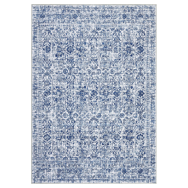 Abstract Machine Printed Area Rug, Blue, Runner 60 x 230 cm
