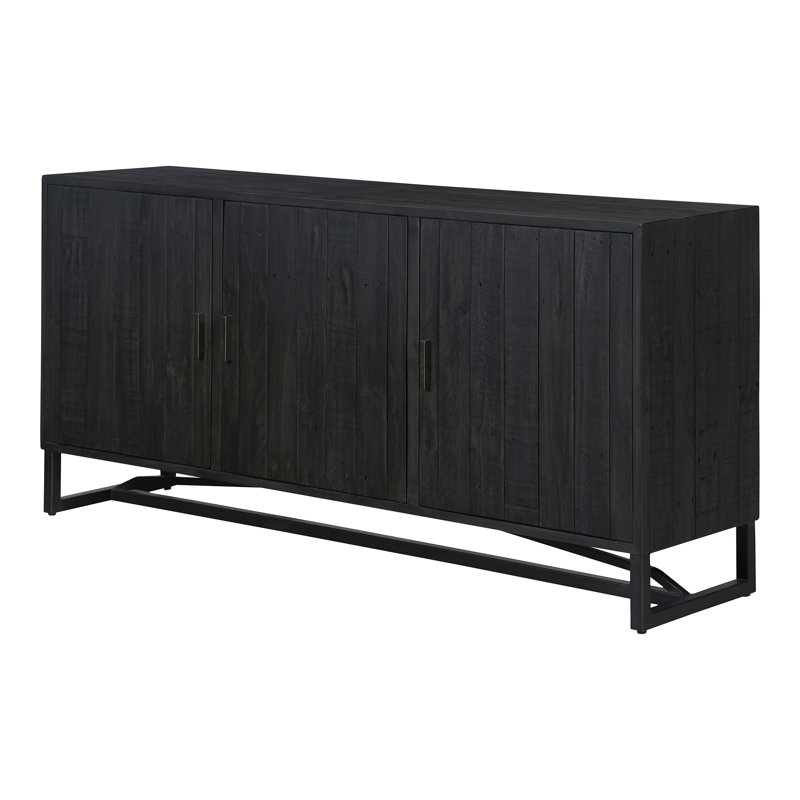 Lopez 68" Wide Pine Wood Sideboard, Black