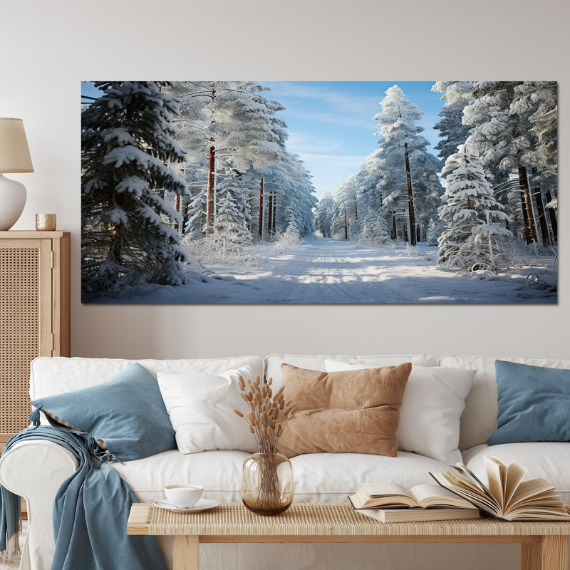 Winter Snowy Evergreen III - Paysage d'hiver, impressions encadrées, Toile tendue, H 28 po x l 60 po x P 1,5 po