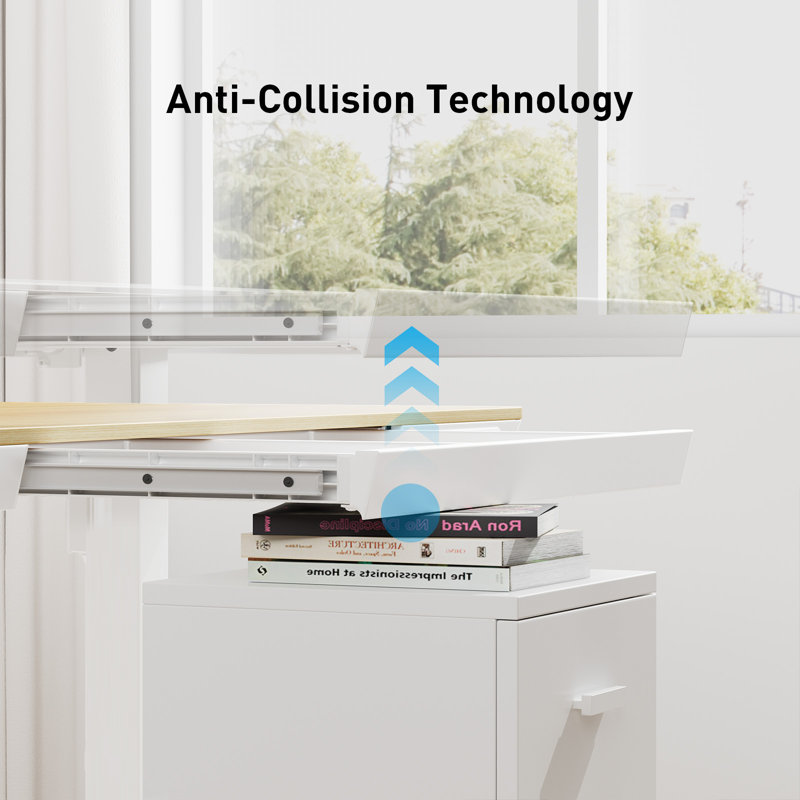 Flavio Height Adjustable Standing Computer Desk With Drawer and USB & Type-C Ports For Home Office