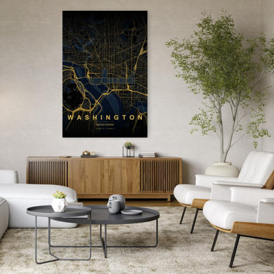 Washington Dc Map Abstract Minimalist Modern City Wall Art