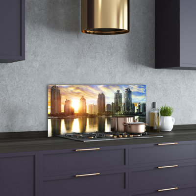 Alfredia Yellow - Dubai Sunset 1 Piece Wall Art on Glass