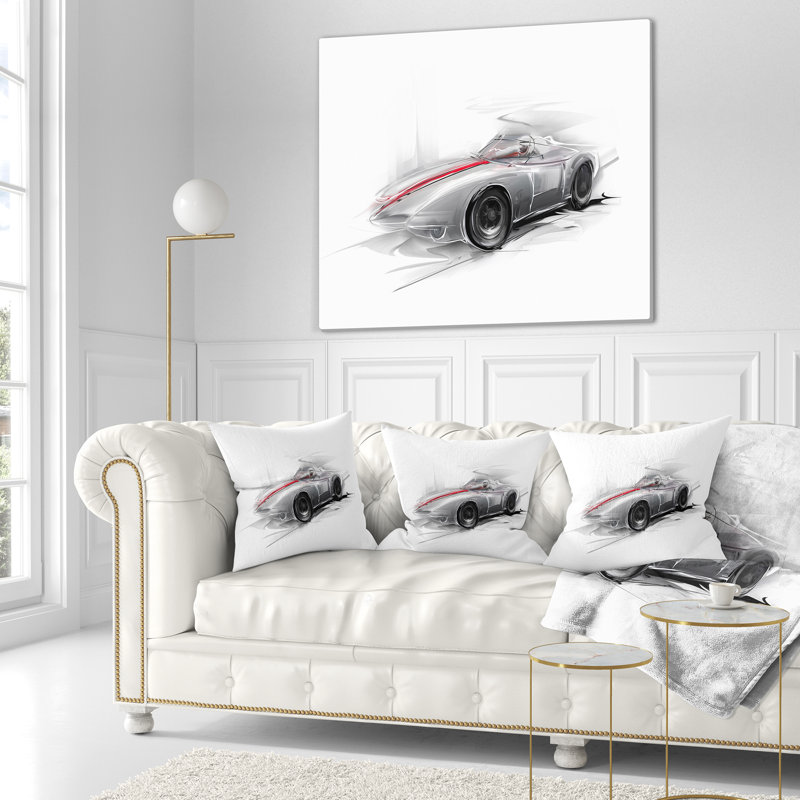 Argent - Formule 1 - Coussin imprimé de voitures, 16 po x 1 po, Coussin décoratif
