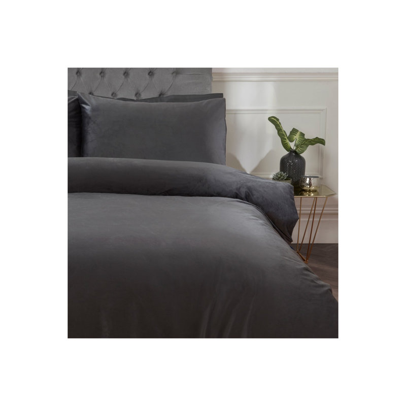 Nyle Polyester Solid Colour Duvet Cover Set with Pillowcases Included, Single Duvet Cover + 1 Standard Pillowcase, Grey