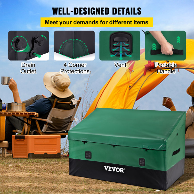 Green and Black Polyethylene Plastic Deck Box with Galvanized Frame