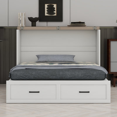 Murphy Bed Cabinet With Charging Station, Multi-Functional Foldable Platform Bed With 1 Large Storage Drawer by George Oliver