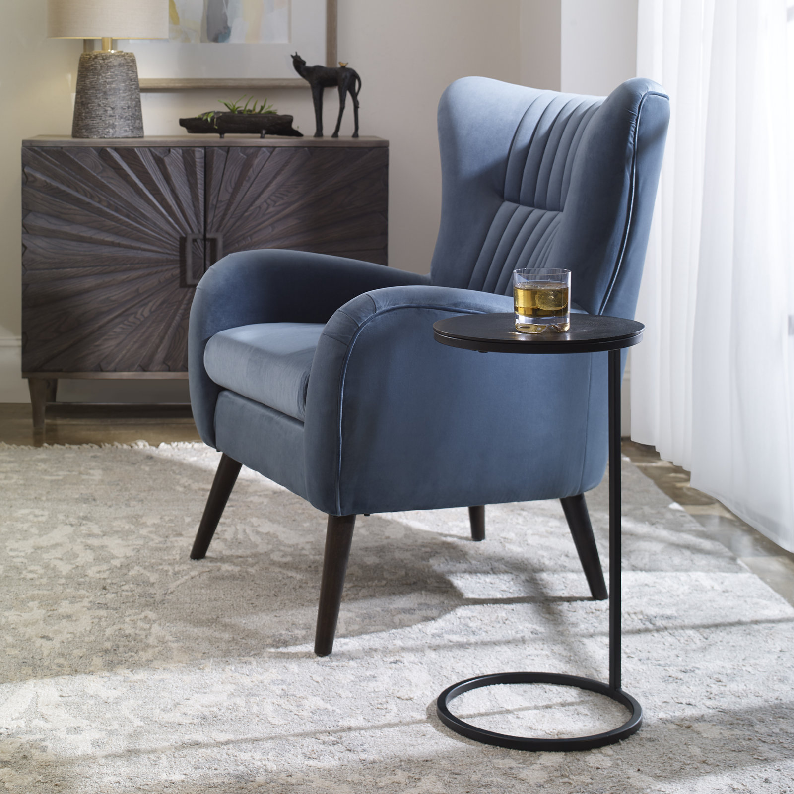 Addie C Table End Table, Aged Black Top/Aged Black Base