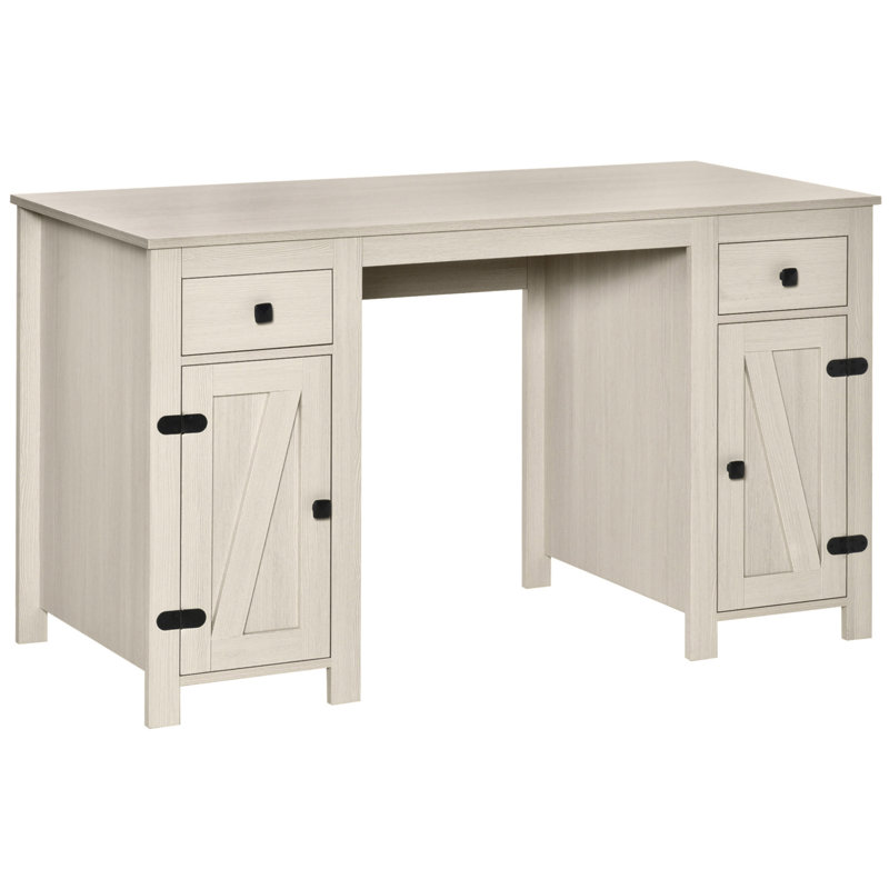 Bureau d'ordinateur de style campagnard avec rangement et tablettes réglables pour le bureau personnel