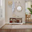 Banc de rangement pour chaussures, armoire à 2 portes 28,74 po, banc d'entrée avec rangement pour chaussures blanc, avec coussin, tablettes réglables, banc à chaussures-1843540604