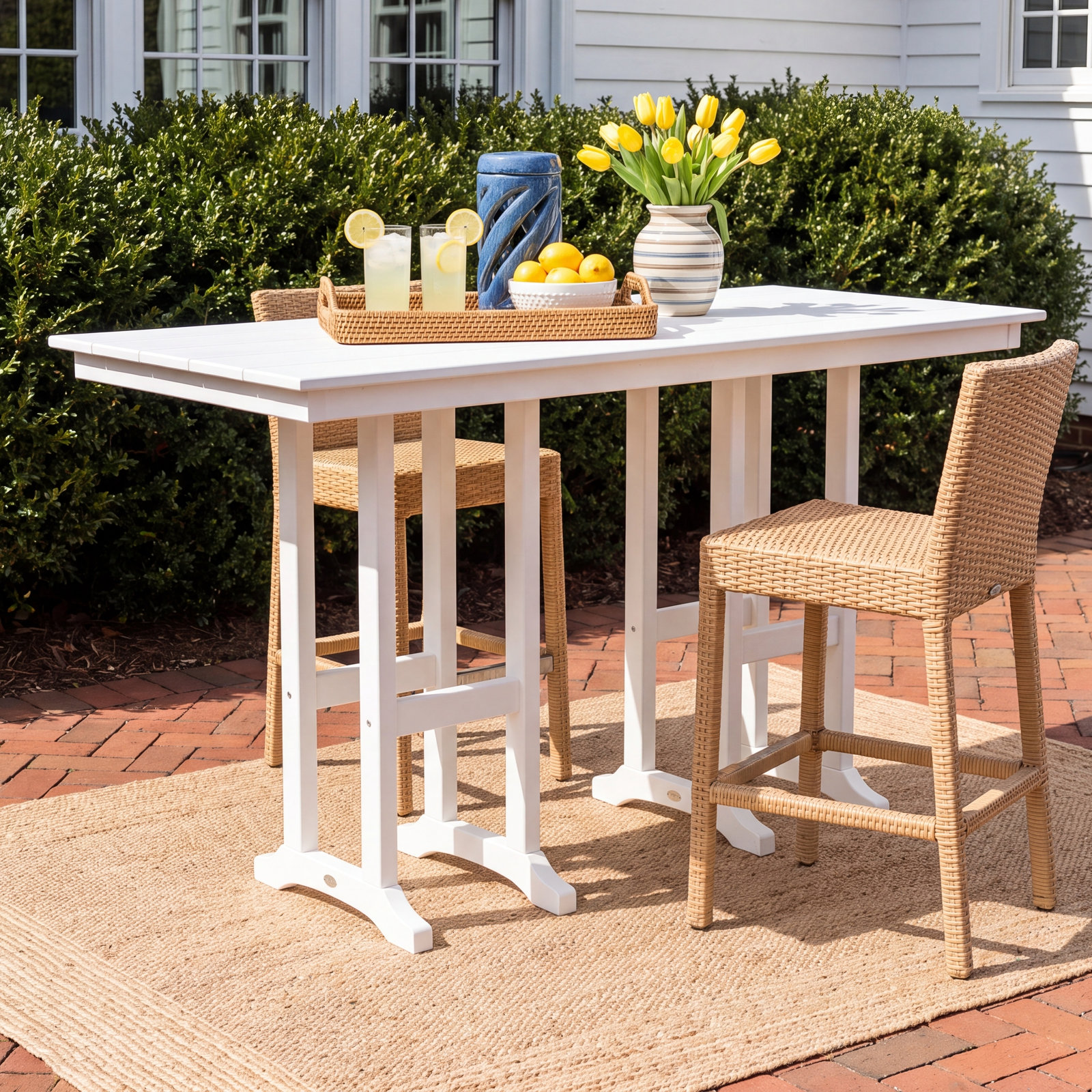 POLYWOOD® Tables Patio Dining Table, White, 29.06"H x 37.72"W x 72"L