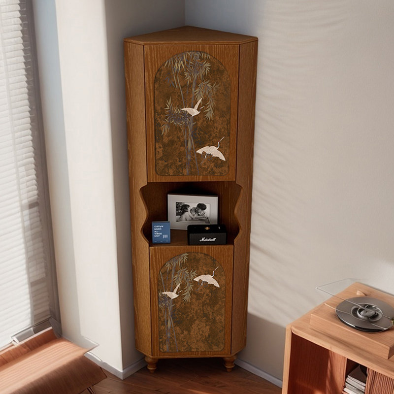 Triangle cabinet multi-functional high bookcase, Brown