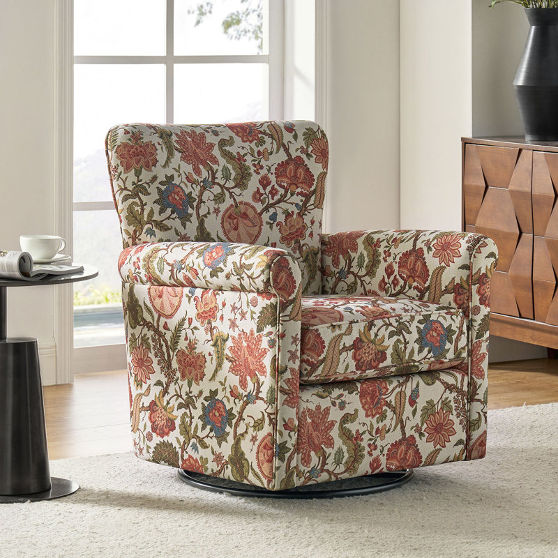 Cofer 77.40cm Wide Tufted Polyester Yes Armchair, Red Floral