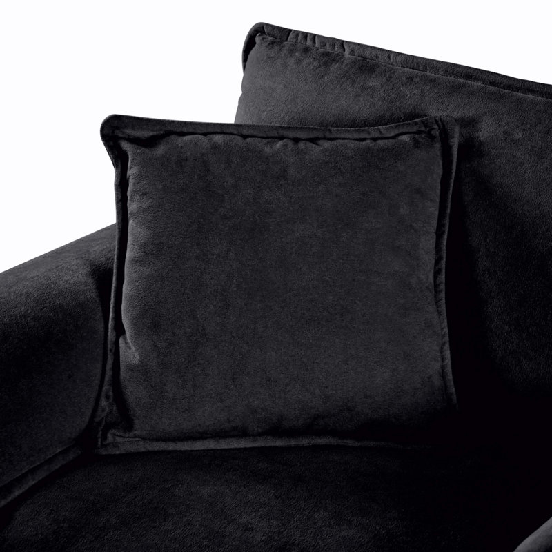 Oversized Deep Seat Sectional Sofa, 3, 33.46" H x 109.45" W x 33.86" D, Black
