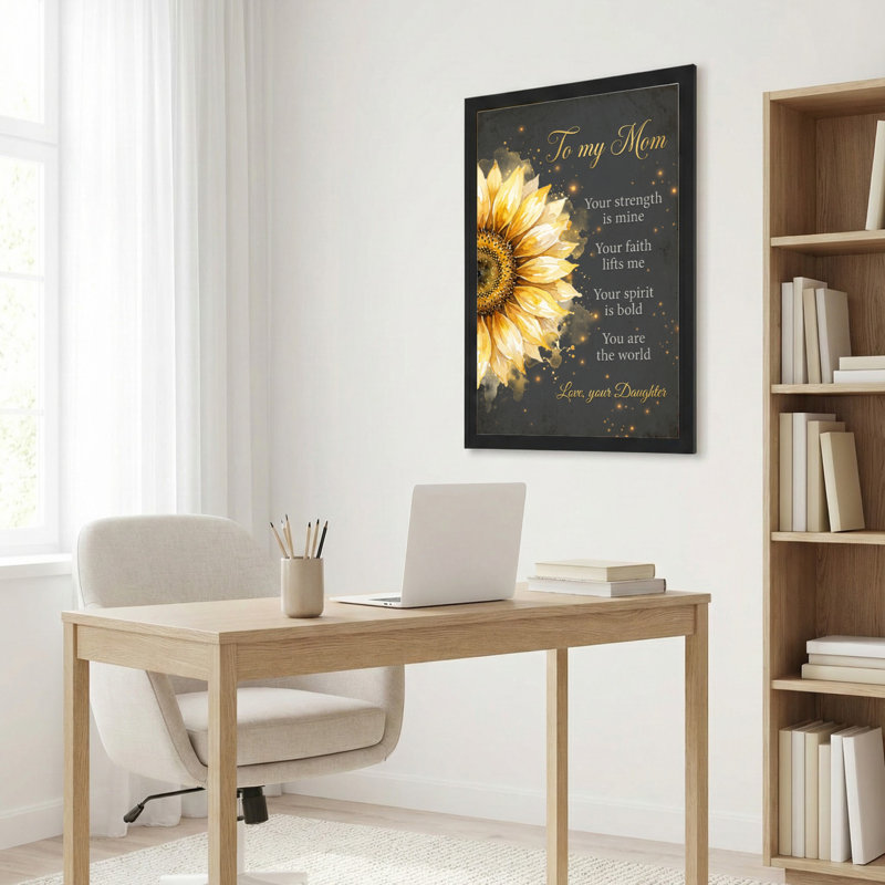 Tableau mural en toile tendue avec motif floral de tournesol, citation inspirante pour maman, cadeau de fille pour la maison (1 pièce)
