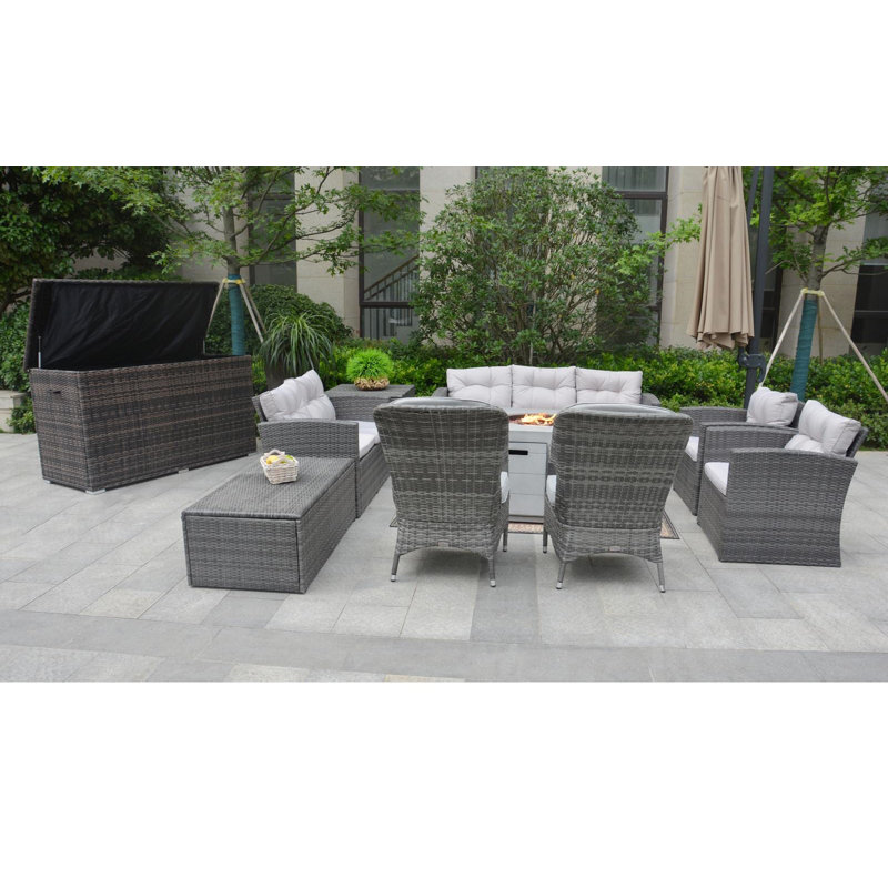 Algird 9 - Person Patio Conversation Set with Cushions