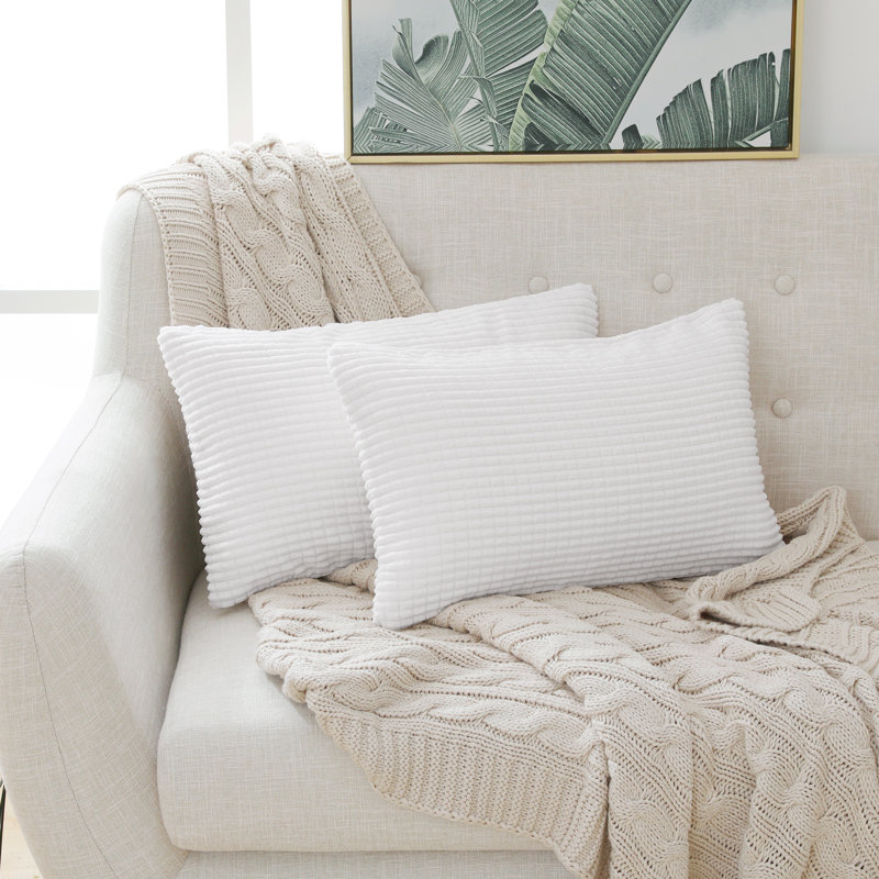 Cuezze Striped Rectangular Throw Pillow Cover, White