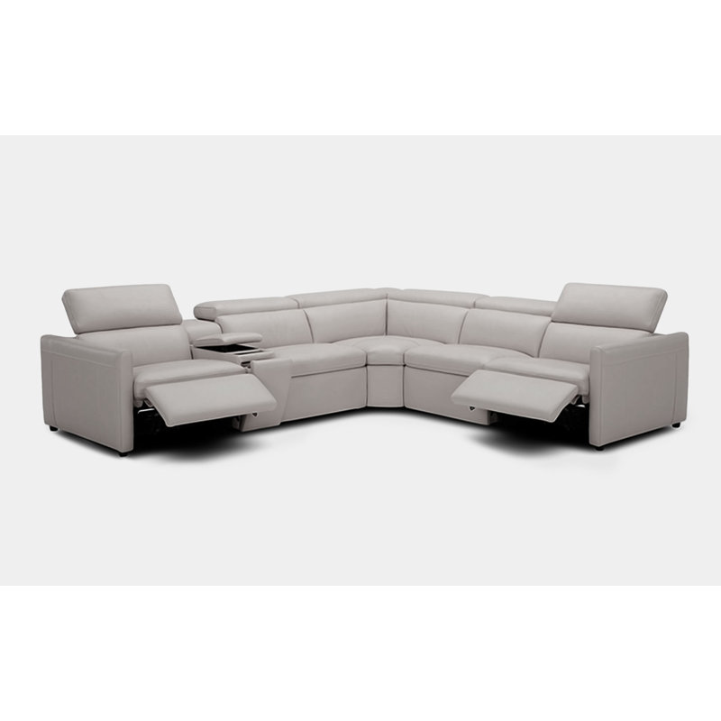Canapé modulaire réversible en cuir véritable de 131 po de largeur Lilliemae, Cuir véritable beige