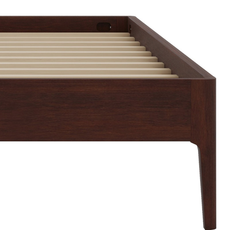 Sturdy Wooden Platform Bed Frame with Strong Metal and Wood Slat Support, Chocolate