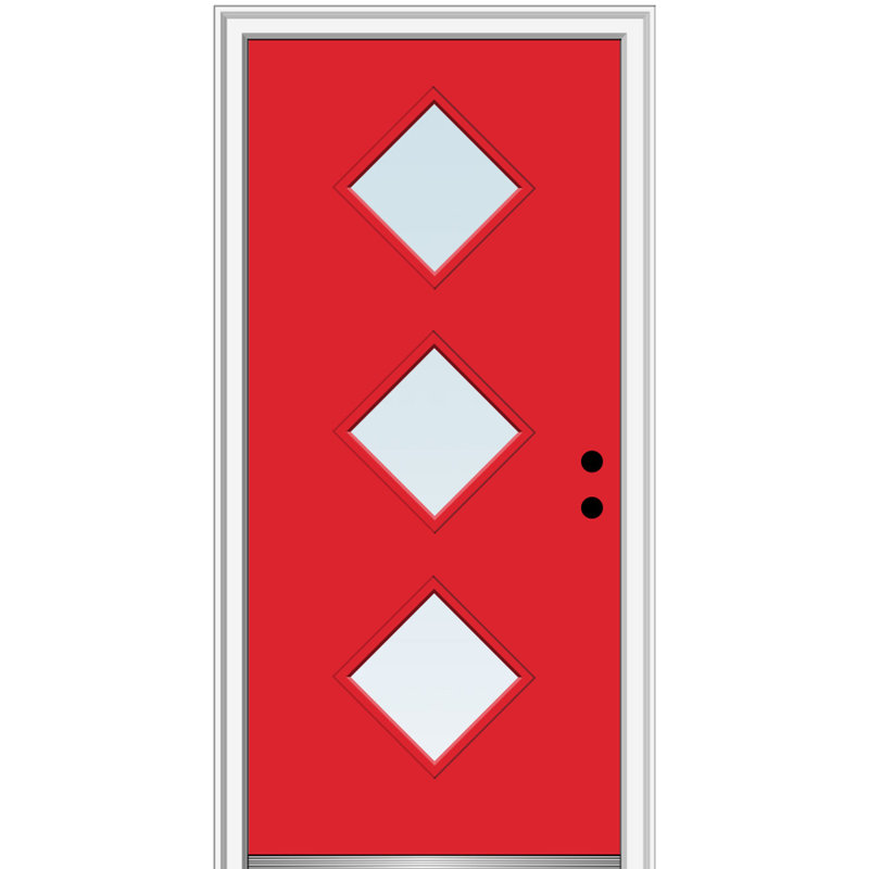 Porte d'entrée pré-suspendue en acier Spotlight, S'ouvre à gauche vers l'intérieur, H 80 po x l 32 po x P 1,75po, Vert forêt