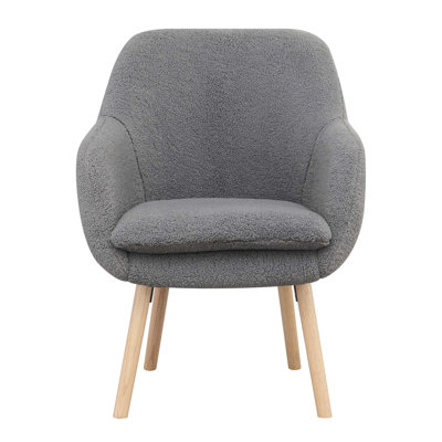 Charlie Wingback Sherpa Armchair with Solid Wood Legs