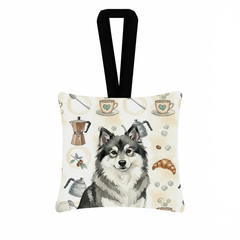 Ornement carré en tissu Keeshond, Spitz loup