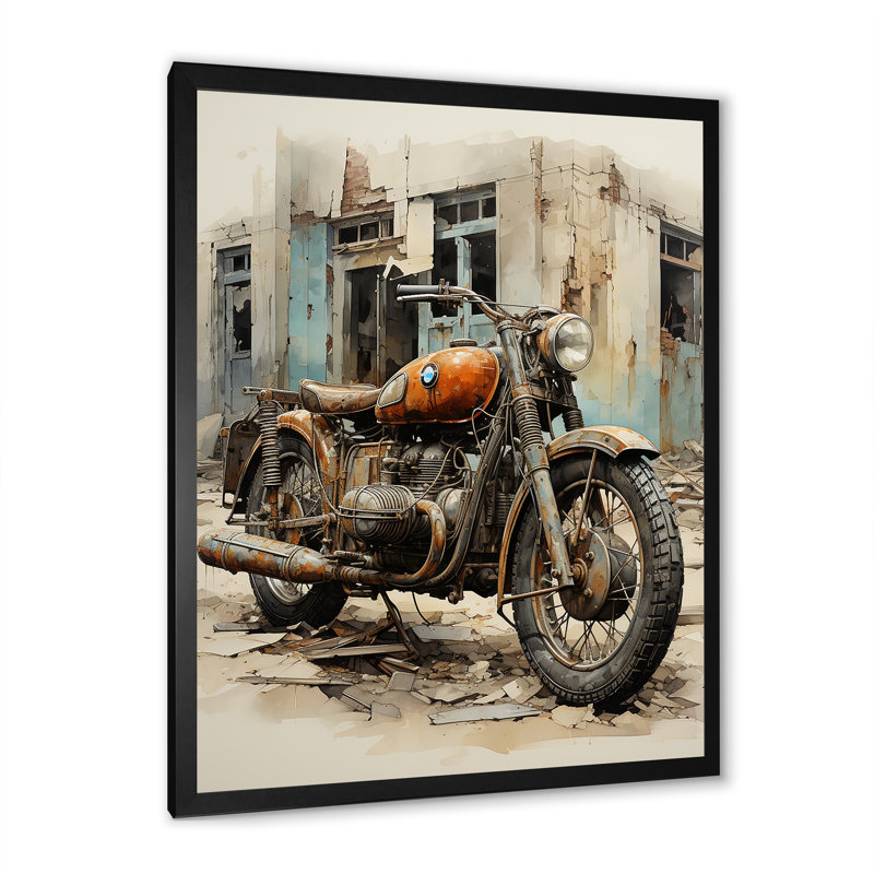 " Dessert Vintage Bike II ", 20" H x 12" W x 1" D, Black Single Picture Framed