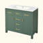 Ensemble de meuble-lavabo 36 po avec lavabo en céramique, meuble-lavabo simple autoportant moderne à 4 tiroirs et 2 armoires, meuble de rangement pour la salle de bain, ensemble de meuble-lavabo à cadre en bois massif-264652558