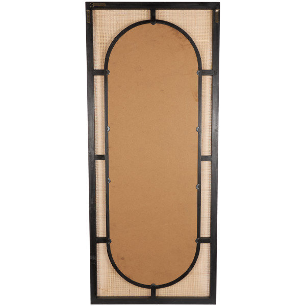 Nela Brown Wicker and Rattan Rectangle Wall Mirror