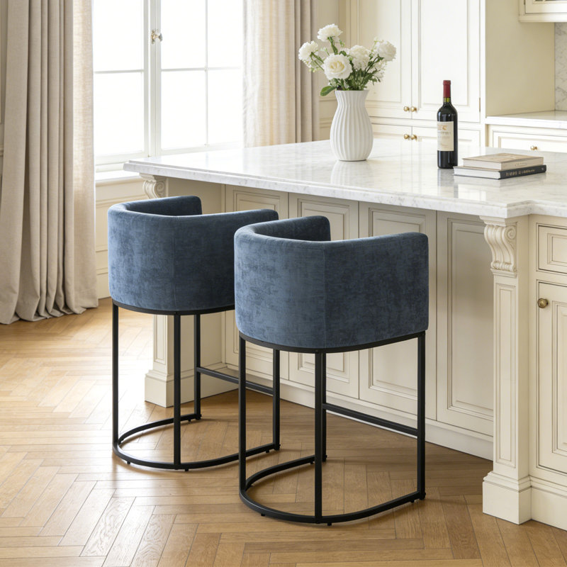 Tabouret de bar 26 po, Blue Seat/Black Frame, 2