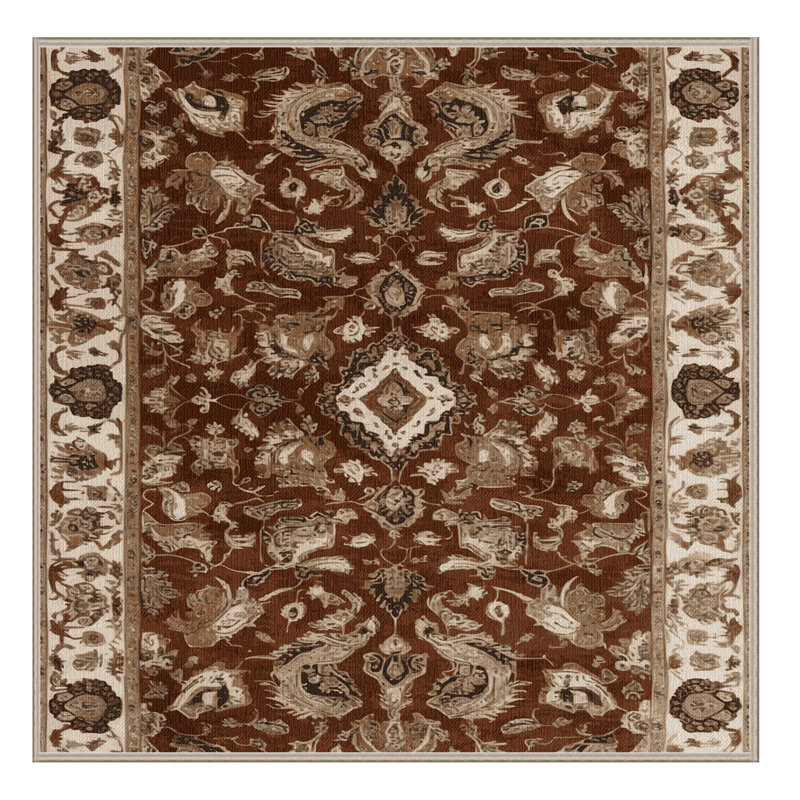 Tapis brun lavable à la machine, Carré 6 pi