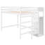 Full Size Loft Bed In White With Built-In Storage And Staircase - Pine Wood Frame For Bedroom Interior Integrated Strong Design-437731119