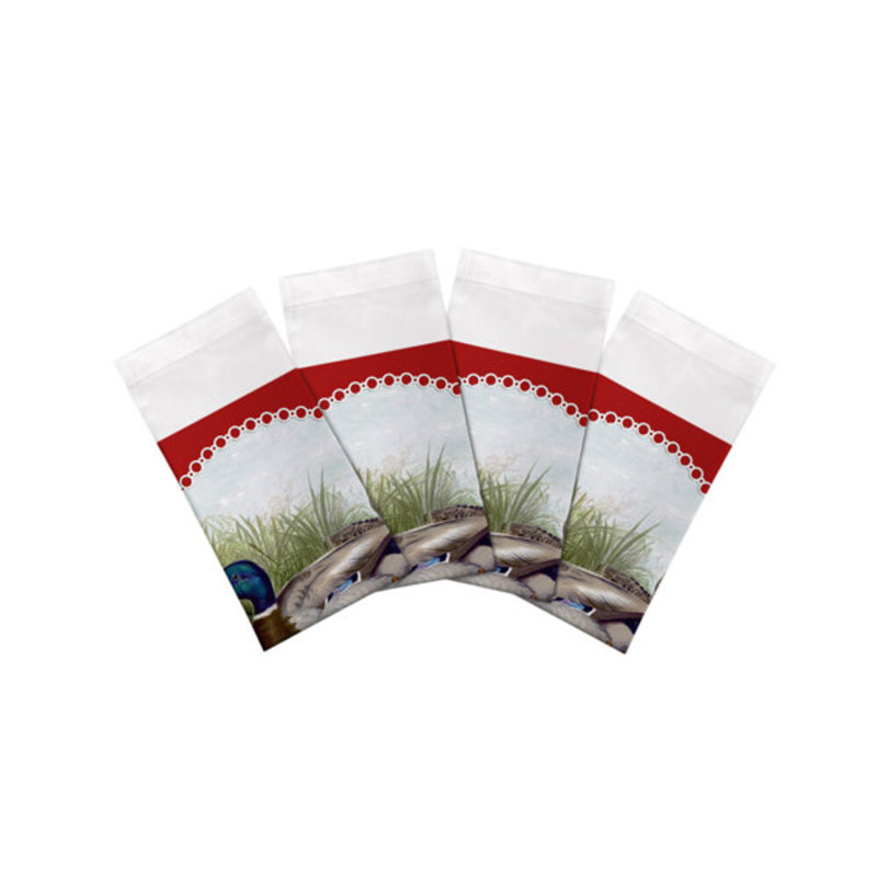 Serviettes de table en satin de coton English Duck Pond, Rouge