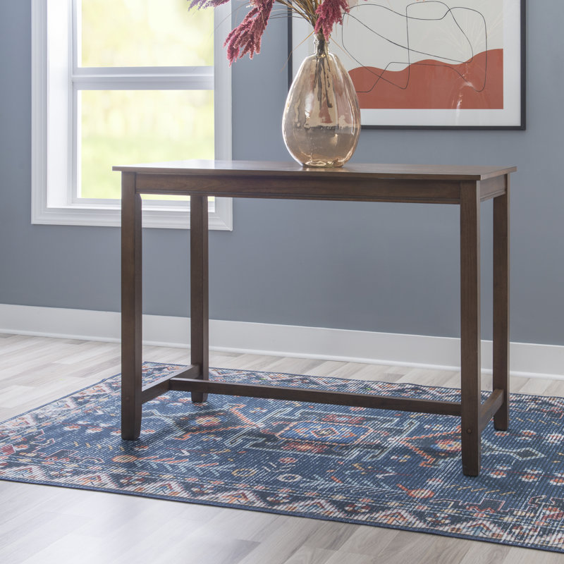 Bartonville Solid Wood Base Pub Table, 36" H x 47.25" L x 23.75" W, Rustic Brown