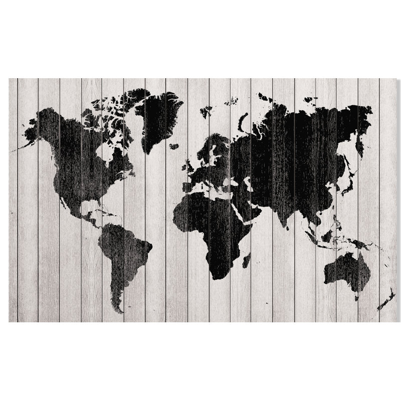 Murale du monde en bois, l 96 po x L 144 po