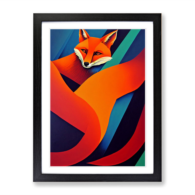 FRM-V0523-1029X Fox Painting Gouache Paint - Single Picture Frame Print, 46cm H x 34cm W x 2cm D, Oak Framed