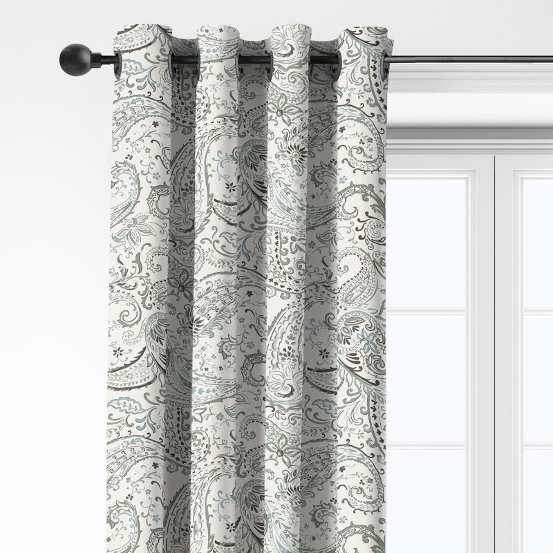 Ensemble de 2 panneaux de rideaux en coton à motif œillets Paisley, 50" W  x 216" L