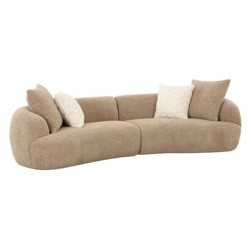 Trevor - Canapé modulaire courbé en tissu brun clair moderne