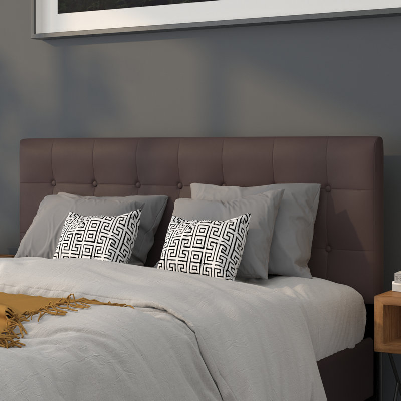 Ciriaca Button Tufted Upholstered Headboard, Brown, Queen
