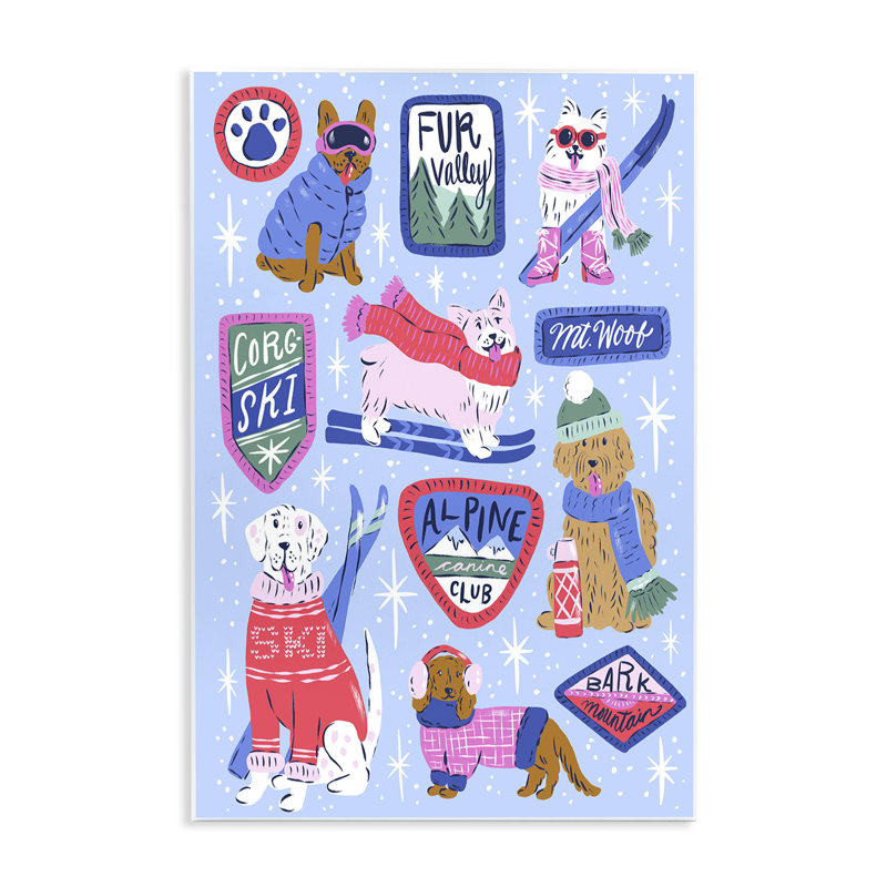 Collage mural «Winter Ski Dogs Collage» par Krissy Mast, H 15 po x l 10 po