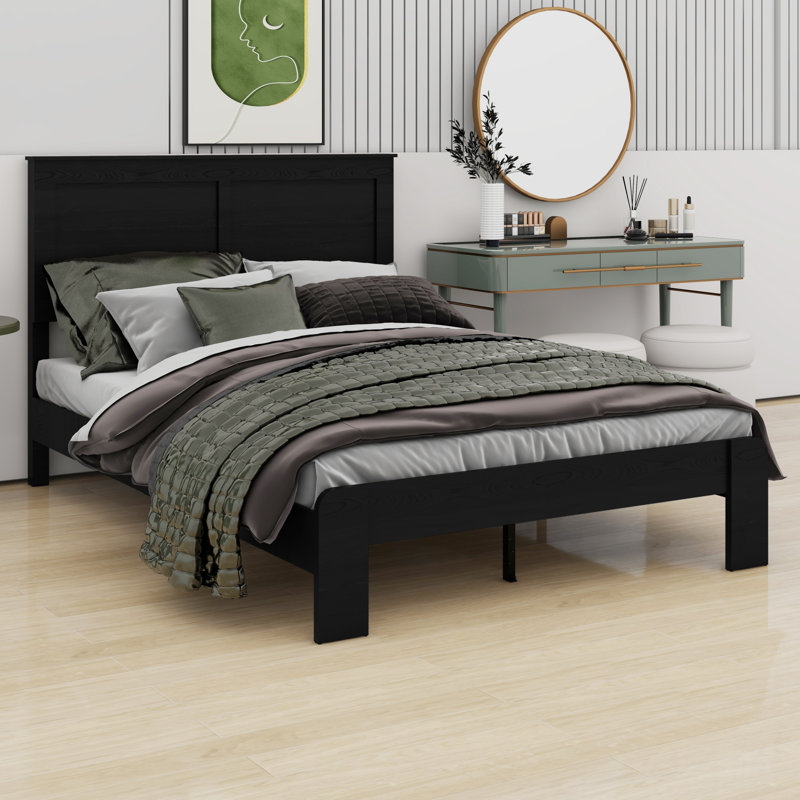 Structure de lit plateforme moderne en bois avec rangement spacieux sous le lit, Lit double