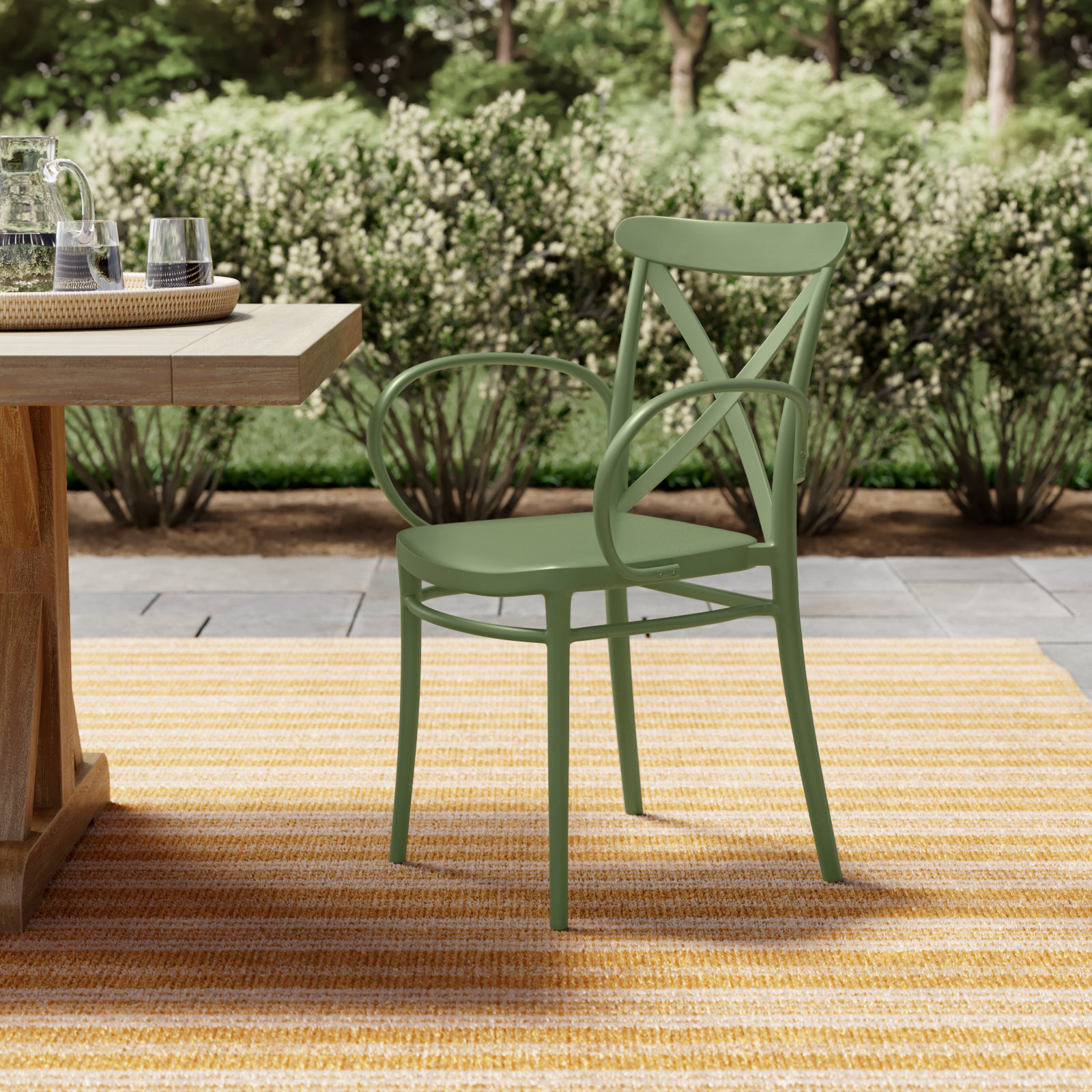 Kenne Stackable Patio Armchair, Olive Green
