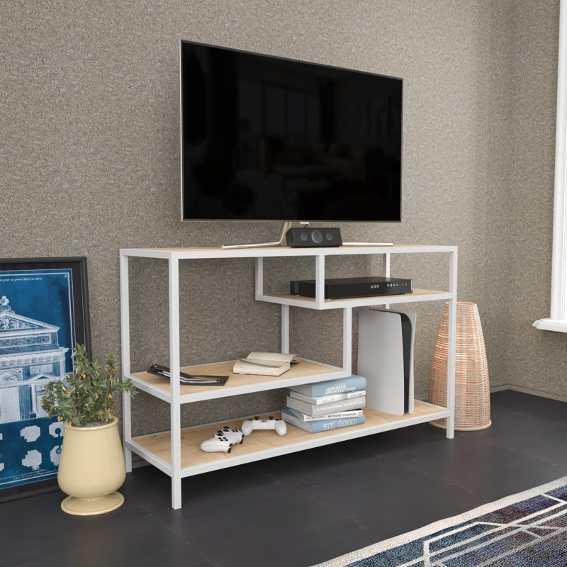 Meuble télé, Blanc / beige