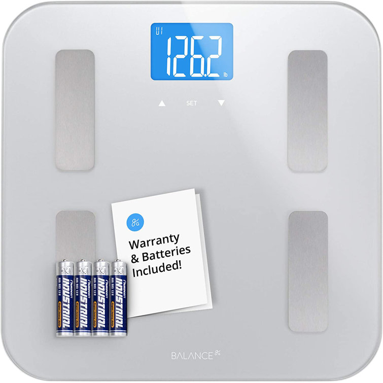 Digital Body Fat Weight Scale by Balance, Accurate Health Metrics, Body Composition & Weight Measurements, Glass Top, with Large Backlit Display
