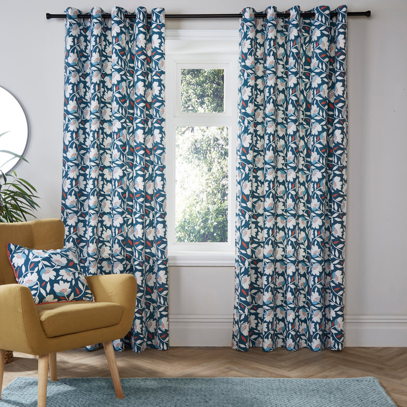 Luna Cotton Semi Sheer Curtain Pair, Width 229 x Drop 229 cm, Teal