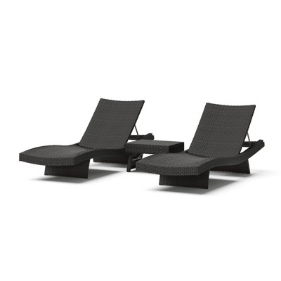 Highland Dunes Azira Portofino Repose 3 Piece Sunbrella Outdoor Chaise Lounge Set - Espresso