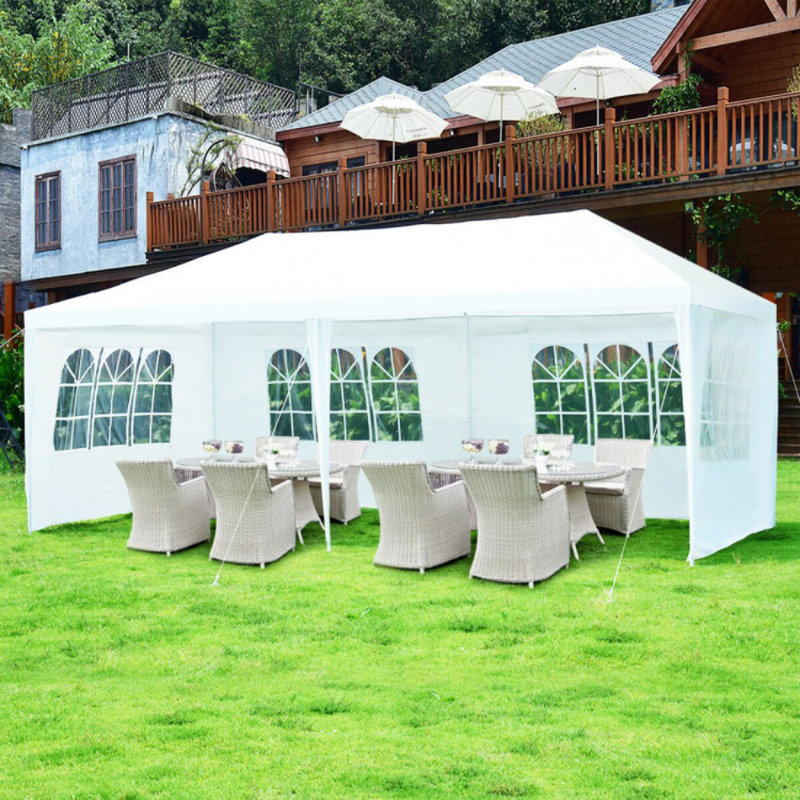 10 x 20 Feet White Canopy Tent with 6 Sidewalls and Carry Bag