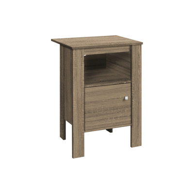 Taupe Laminate Accent Table For Living Room - Interior Storage, Square Legs Transitional Storage In Brown Laminate, Base